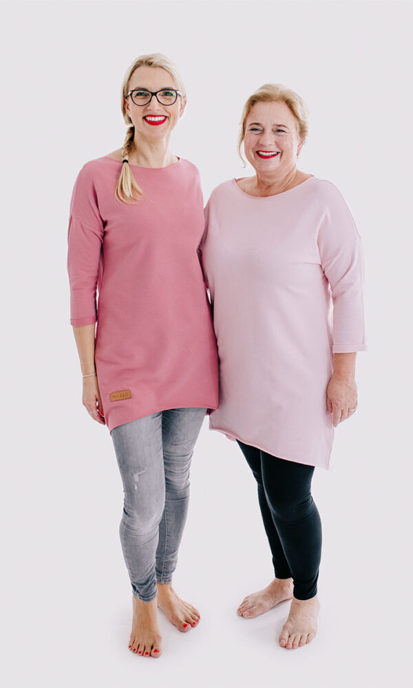 Dámské teplákové mikino-šaty DRESSY starorůžové – ČESKÁ VÝROBA