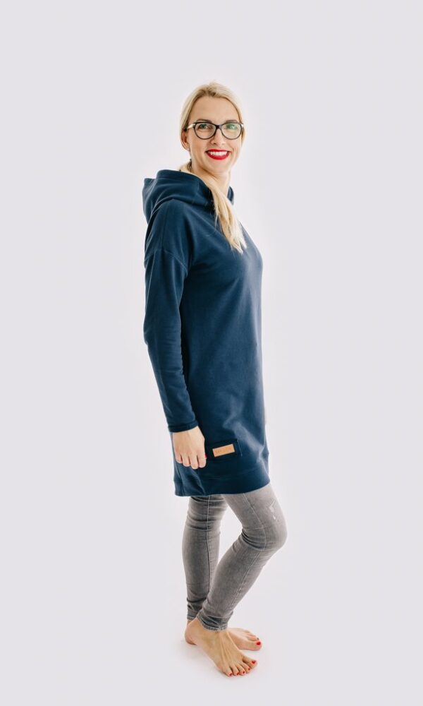 Dámská tepláková mikina s kapucou BASIC modrá