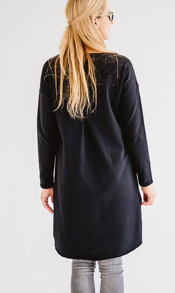 Dámské teplákové mikino-šaty MAYA černé – ČESKÁ VÝROBA