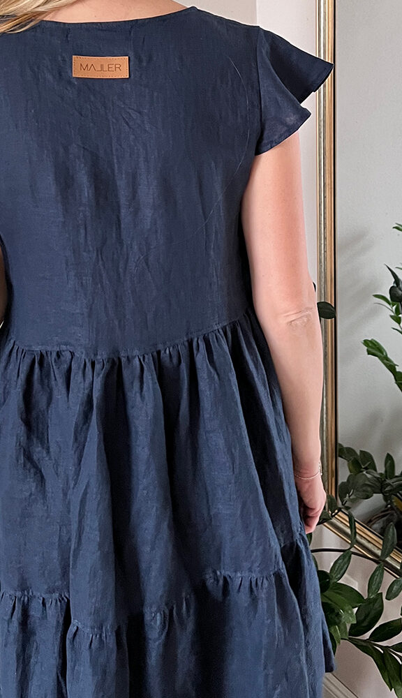 Šaty lněné s volány DOLL modré