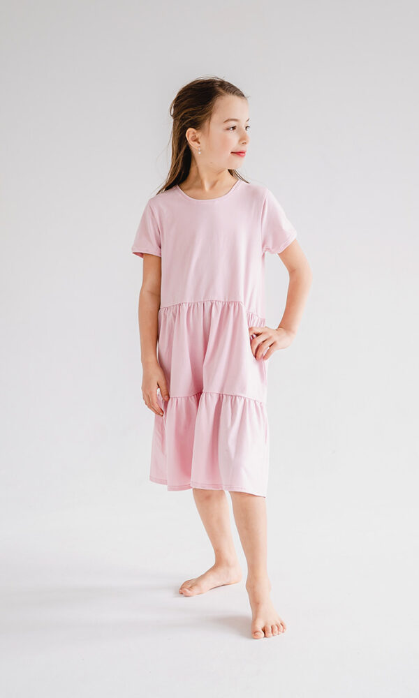 Dětské letní tričkové šaty BASIC růžové