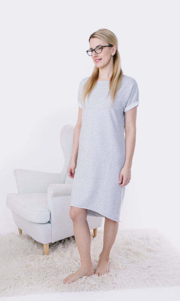 Dámské teplákové šaty s krátkým rukávem DRESSY GREY