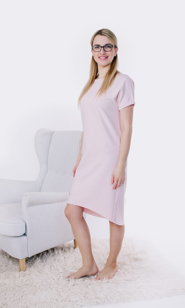 Dámské teplákové šaty s krátkým rukávem DRESSY PINK