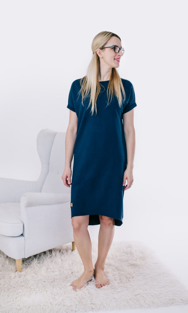 Dámské teplákové šaty s krátkým rukávem DRESSY BLUE