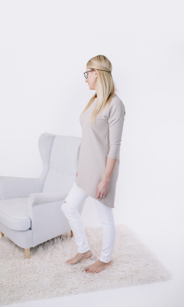 Dámské teplákové mikino-šaty DRESSY beige – ČESKÁ VÝROBA