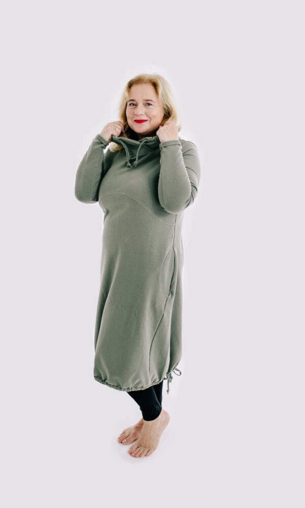 Dámské teplákové šaty COMFY KHAKI – ČESKÁ VÝROBA – doprava ZDARMA