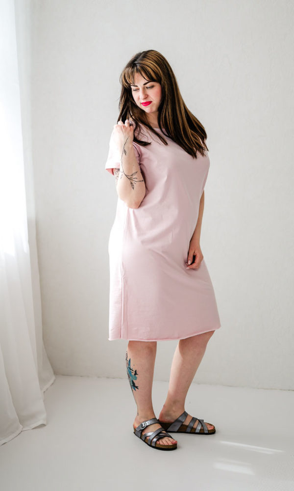 Dámské tričkové šaty ROLL pink