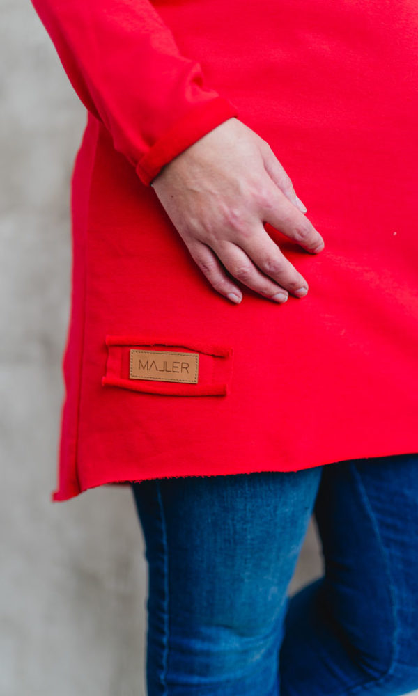 Dámské teplákové mikino-šaty MAYA červené – ČESKÁ VÝROBA