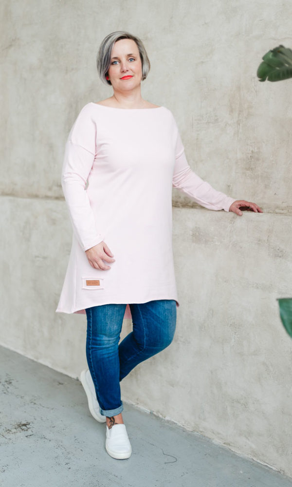 Dámské teplákové mikino-šaty MAYA růžové – ČESKÁ VÝROBA