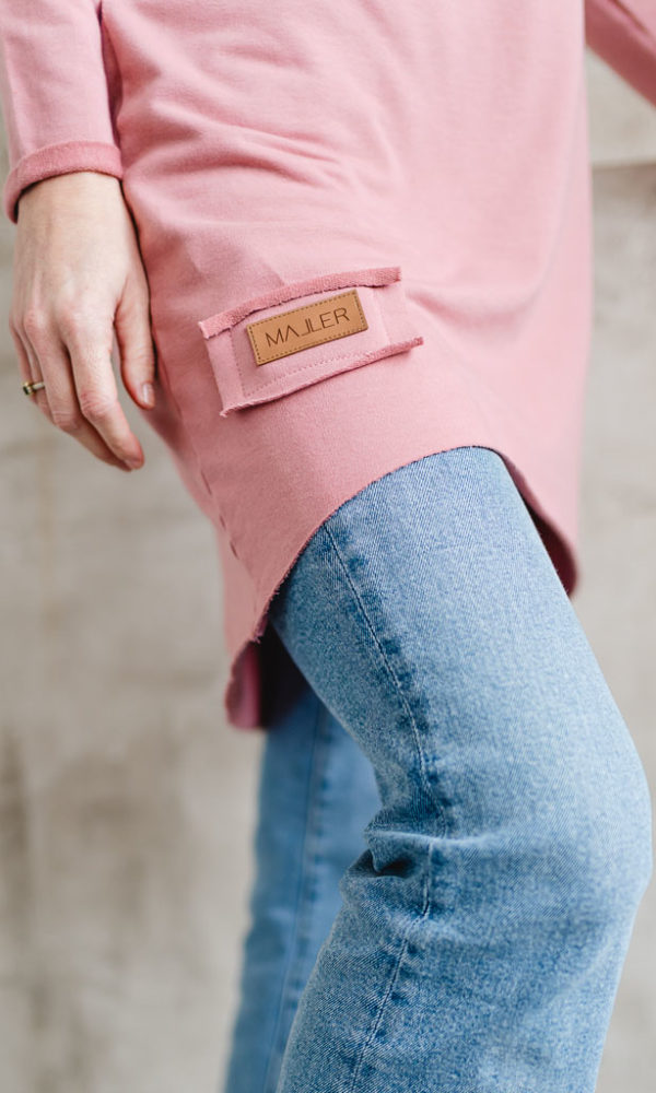 Dámské teplákové mikino-šaty MAYA starorůžové – ČESKÁ VÝROBA