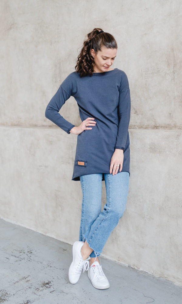 Dámské teplákové mikino-šaty MAYA tmavě šedé – ČESKÁ VÝROBA