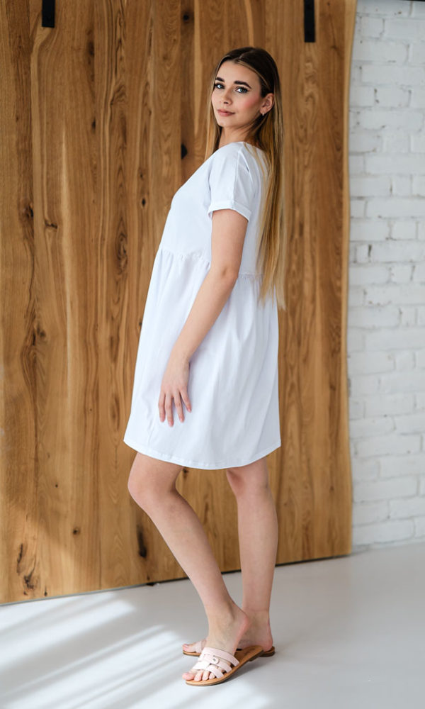 Dámské tričkové šaty s volánem ROLL white