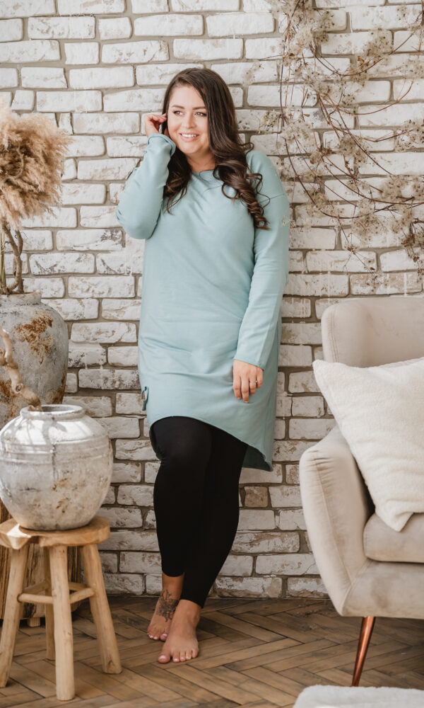 Dámské teplákové mikino-šaty MAYA mintové – ČESKÁ VÝROBA