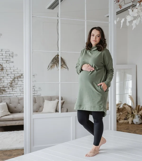 Dámská tepláková mikina s kapucou BASIC khaki