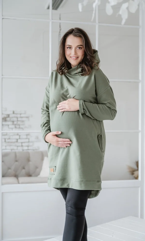 Dámská tepláková mikina s kapucou BASIC khaki