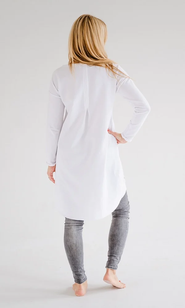 Dámské teplákové mikino-šaty MAYA bílé – ČESKÁ VÝROBA