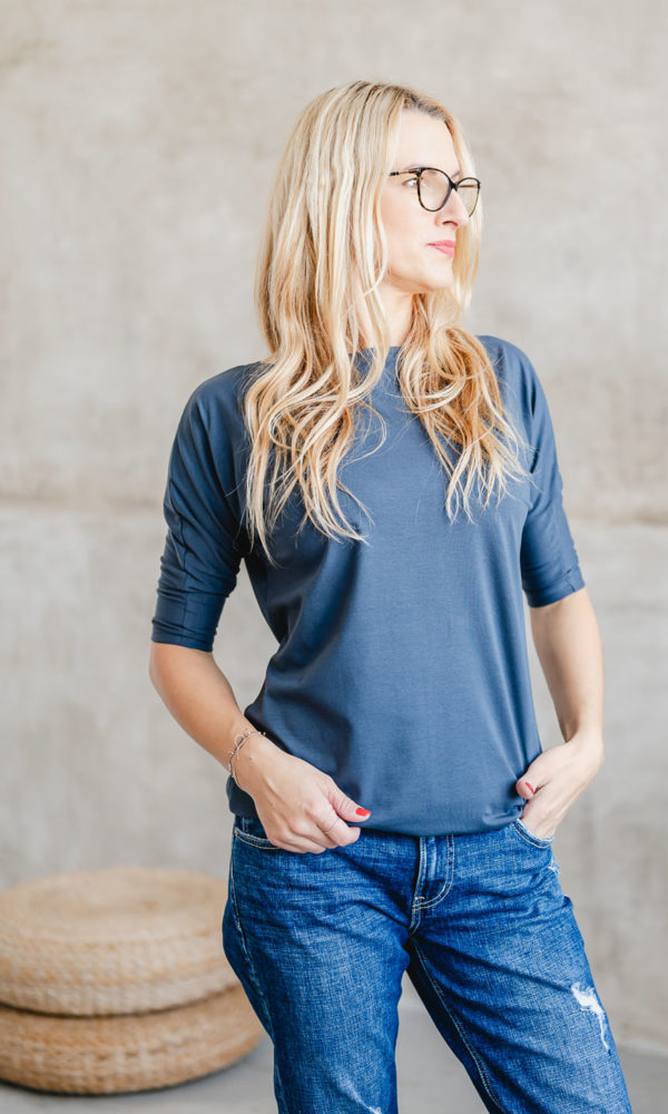 Dámské tričko BASIC long 3/4 rukáv dark grey