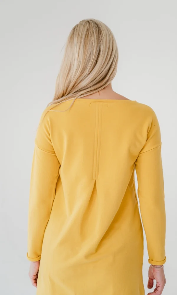 Dámské teplákové mikino-šaty MAYA hořčicové – ČESKÁ VÝROBA