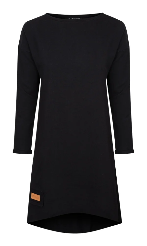 Dámské teplákové mikino-šaty MAYA černé – ČESKÁ VÝROBA