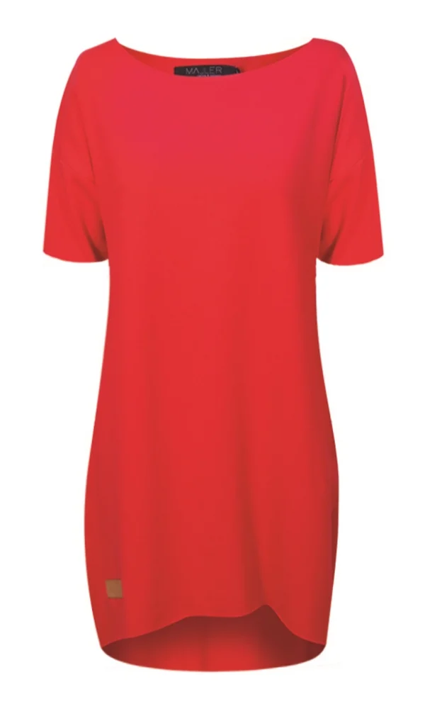 Dámské teplákové mikino-šaty DRESSY ČERVENÉ krátký rukáv – ČEKSÁ VÝROBA
