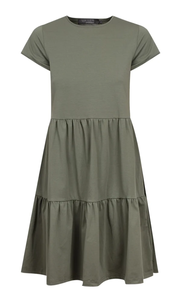 Dámské tričkové šaty s volány BASIC khaki