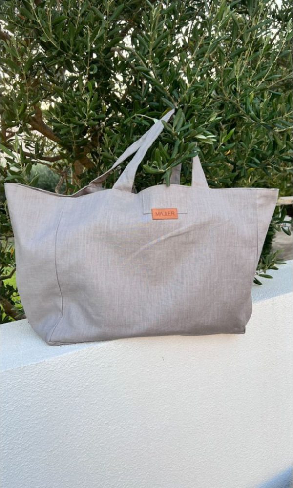 Lněná MAXI taška tmavě šedá