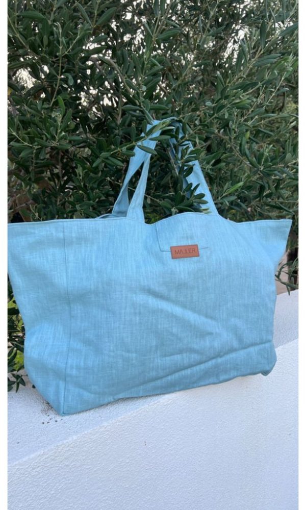 Lněná MAXI taška mentolová