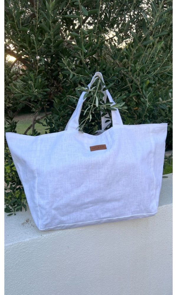 Lněná MAXI taška bílá