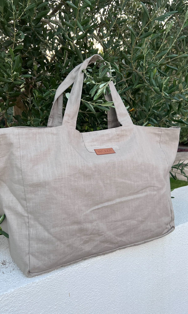 Lněná MAXI taška béžová