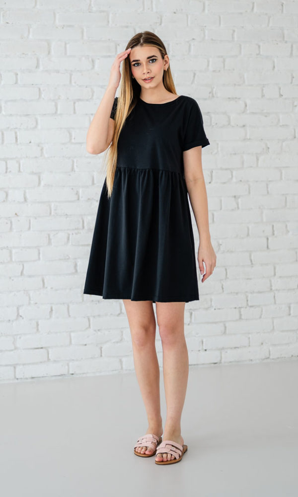 Dámské tričkové šaty s volánem ROLL black