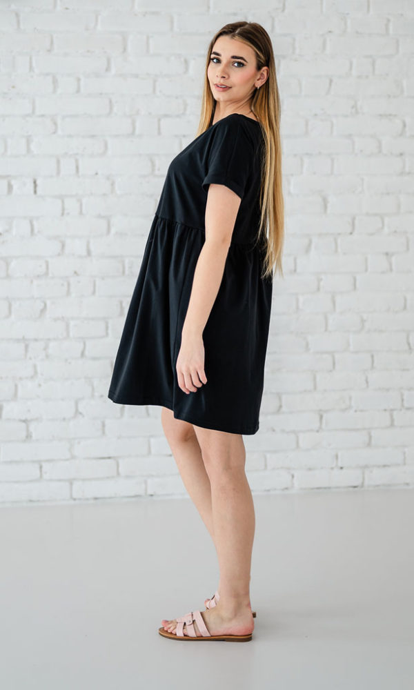 Dámské tričkové šaty s volánem ROLL black