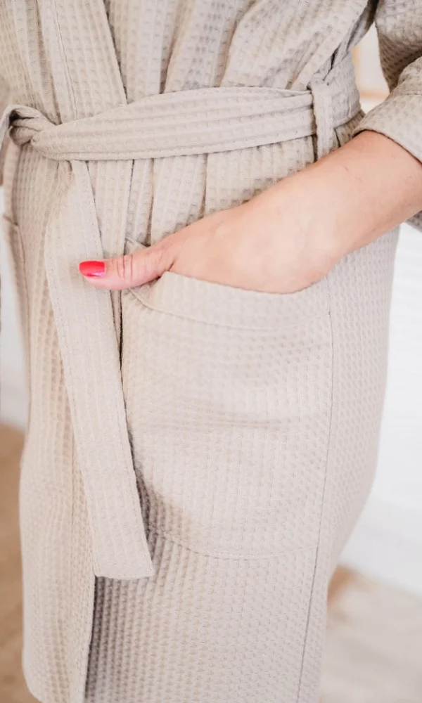 Dámský vaflový župan DELUXE béžový