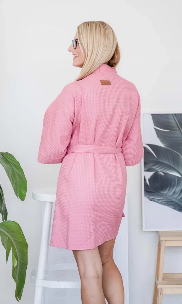 Dámský vaflový župan DELUXE růžový