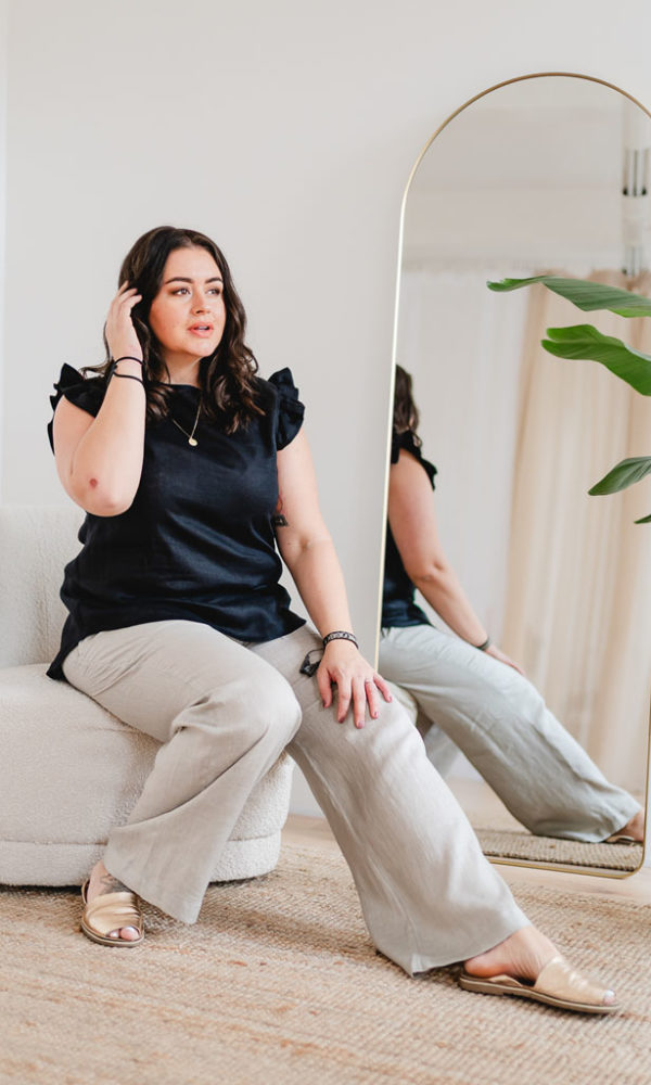 Dámské lněné kalhoty LINEN béžové