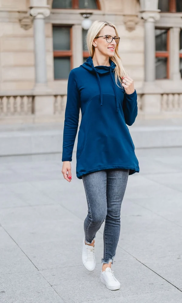 Dámské teplákové mikino-šaty COMFY No.2 modré – ČESKÁ VÝROBA