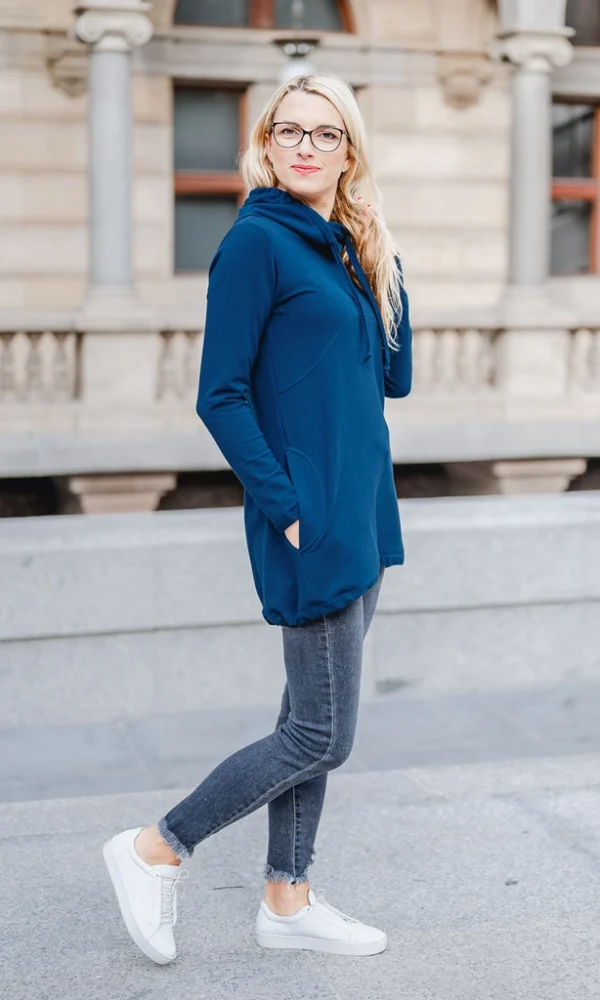 Dámské teplákové mikino-šaty COMFY No.2 modré – ČESKÁ VÝROBA