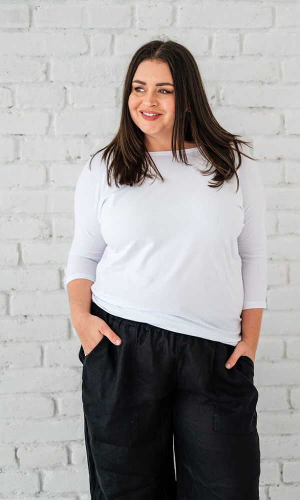 Dámské tričko BASIC LONG 3/4 rukáv white