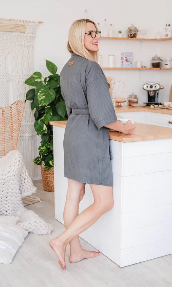 Dámský vaflový župan DELUXE šedý