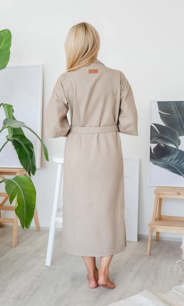 Dámský vaflový župan dlouhý DELUXE béžový