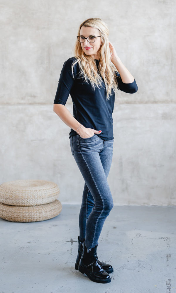 Dámské tričko BASIC LONG 3/4 rukáv black