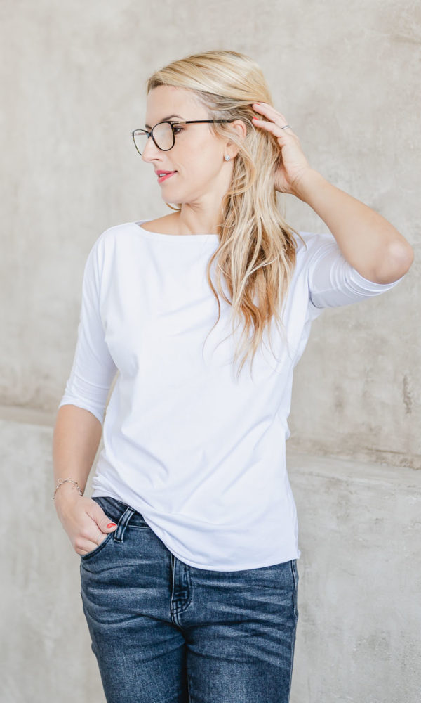 Dámské tričko BASIC LONG 3/4 rukáv white
