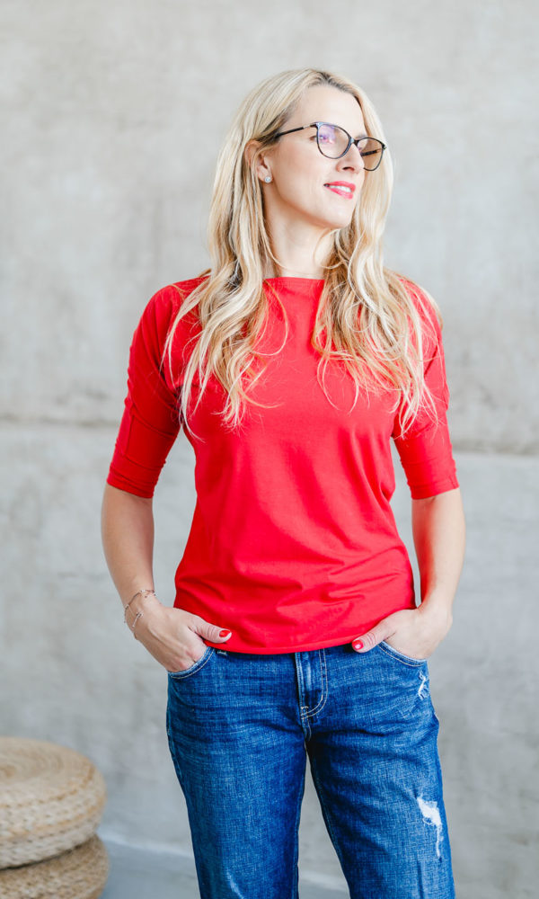 Dámské tričko BASIC LONG 3/4 rukáv red
