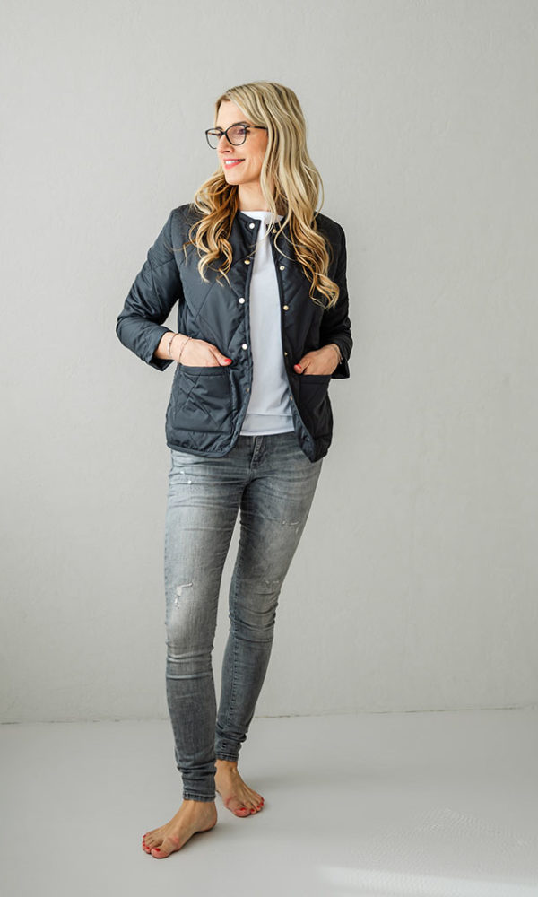 Dámská prošívaná bunda Lara tmavě šedá