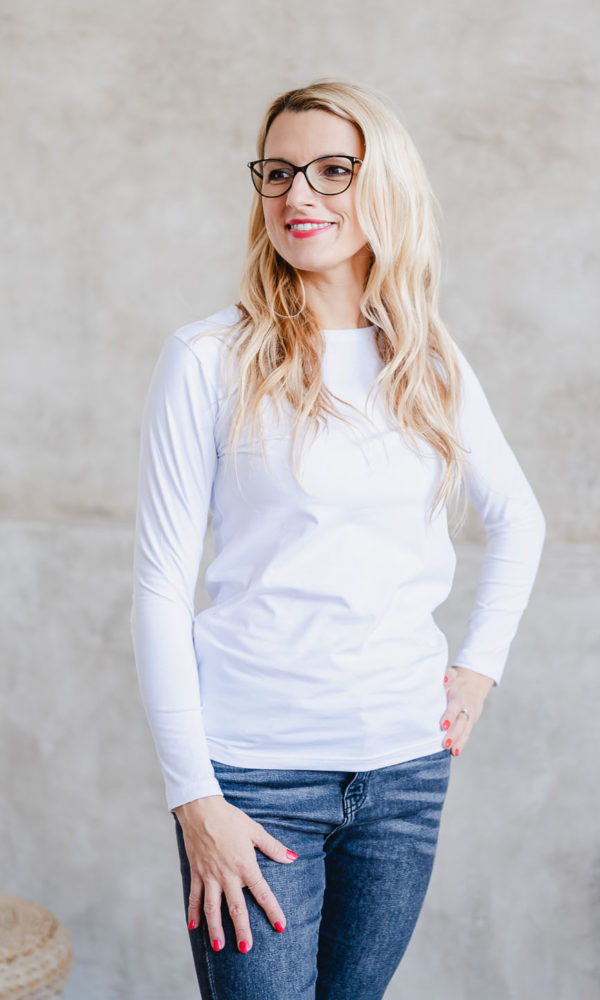 Dámské tričko BASIC dlouhý rukáv white