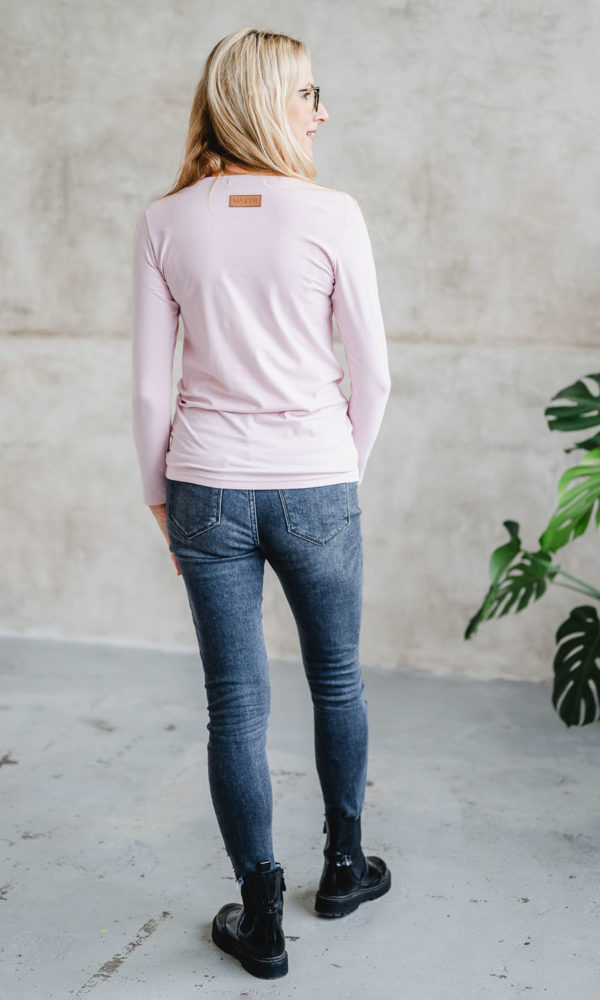 Dámské tričko BASIC dlouhý rukáv pink