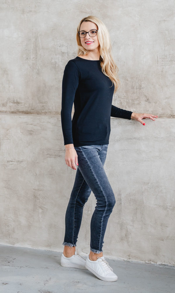 Dámské tričko BASIC dlouhý rukáv black