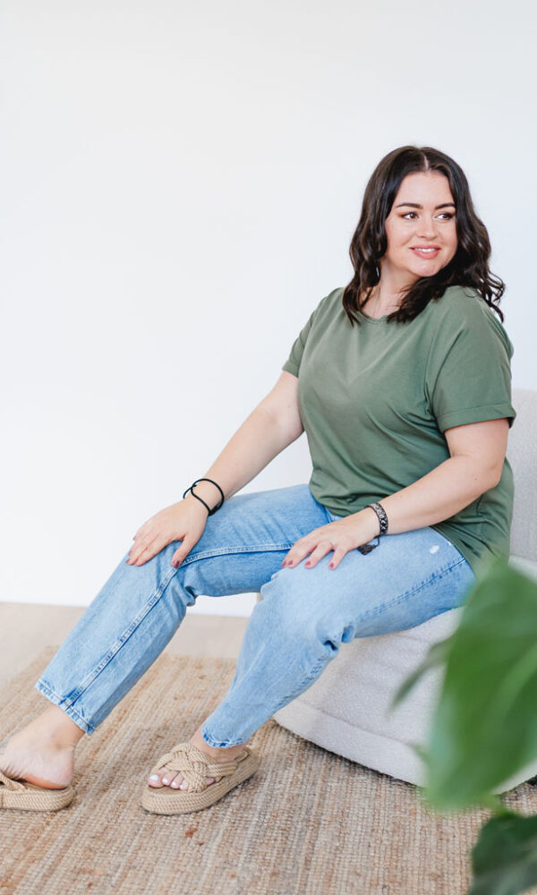 Dámské tričko BASIC ROLL khaki