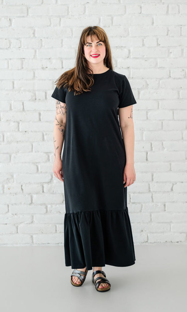 Dámské bavlněné šaty s volánem LOREN dlouhé černé