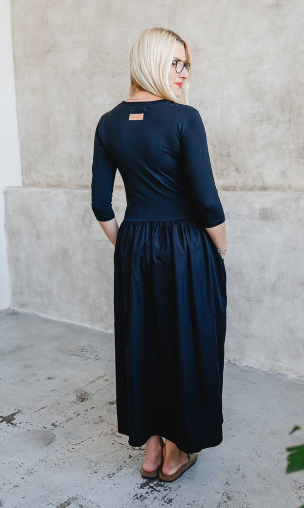 Dámské bavlněné šaty POPLIN 3/4 rukáv černé