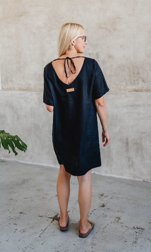 Šaty lněné rovné LINEN černé